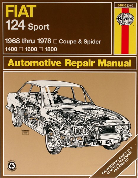 Haynes Reparationshandbok, Fiat 124 Sport/spider Haynes 34010 Haynes Haynes Reparationshandbok, Fiat 124 Sport/spider Haynes 34010 Haynes