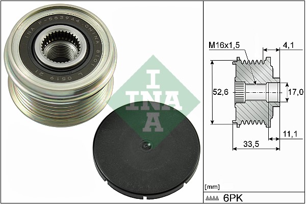 Frihjulskoppling, generator Ina 535 0025 10 INA