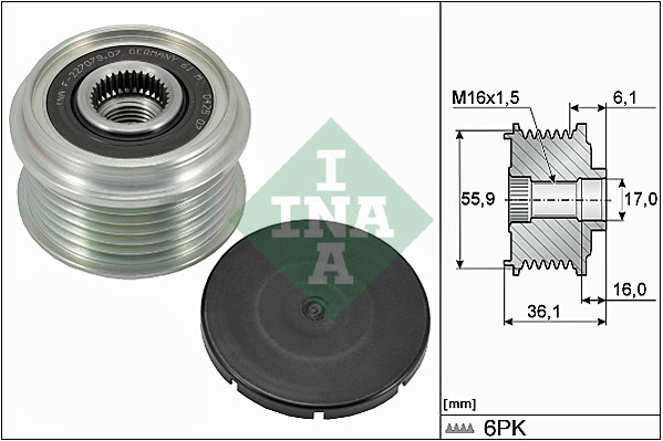 Frihjulskoppling, generator Ina 535 0026 10 INA