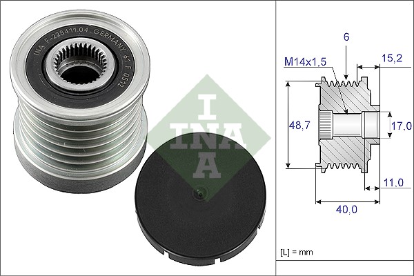Frihjulskoppling, generator Ina 535 0038 10 INA