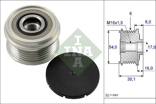 Frihjulskoppling, generator 150A Ina 535 0063 10 INA
