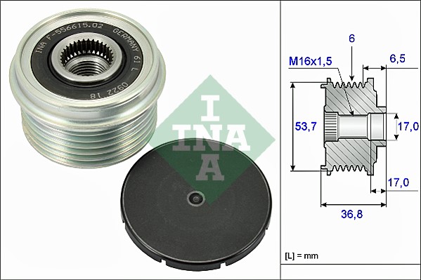 Frihjulskoppling, generator Ina 535 0074 10 INA