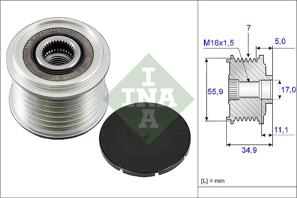 Frihjulskoppling, generator Ina 535 0083 10 INA