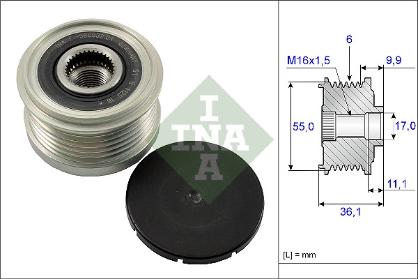 Frihjulskoppling, generator 110A Ina 535 0103 10 INA