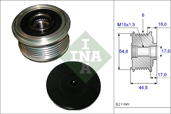 Frihjulskoppling, generator Ina 535 0114 10 INA