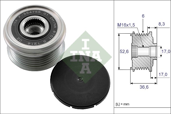 Frihjulskoppling, generator Ina 535 0137 10 INA