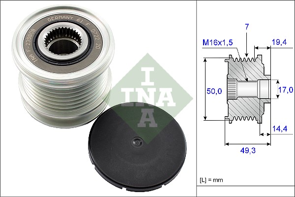 Frihjulskoppling, generator Ina 535 0140 10 INA