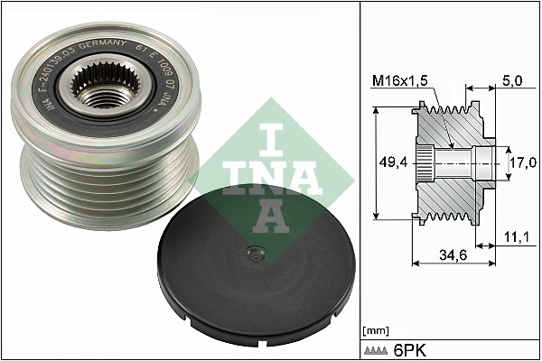 Frihjulskoppling, generator Ina 535 0155 10 INA