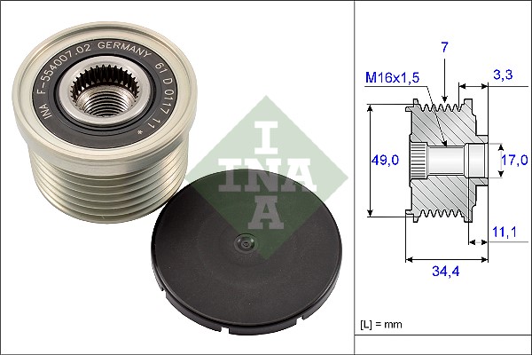 Frihjulskoppling, generator Ina 535 0164 10 INA