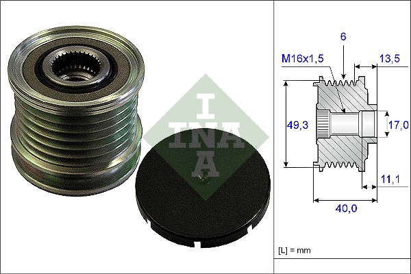 Frihjulskoppling, generator Ina 535 0166 10 INA