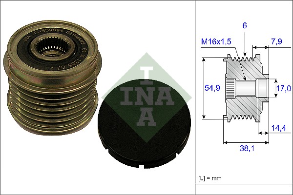 Frihjulskoppling, generator 180A Ina 535 0176 10 INA