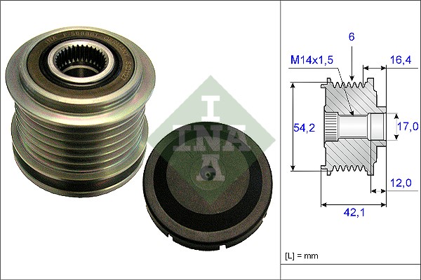 Frihjulskoppling, generator 150A Ina 535 0181 10 INA