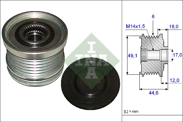 Frihjulskoppling, generator 120A Ina 535 0182 10 INA
