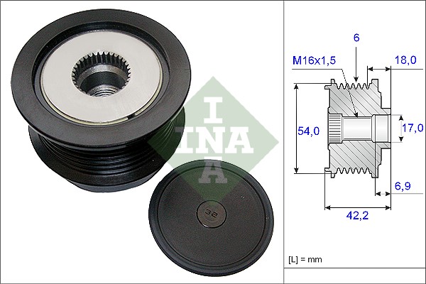 Frihjulskoppling, generator Ina 535 0188 10 INA