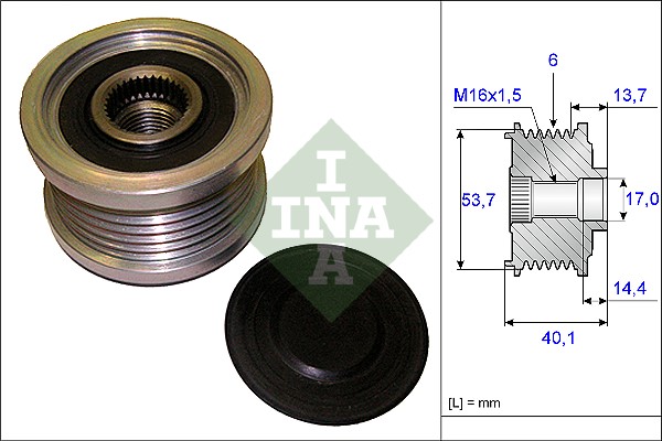 Frihjulskoppling, generator 150A Ina 535 0202 10 INA