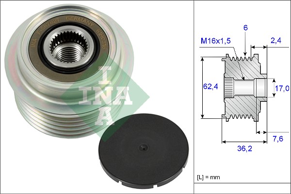 Frihjulskoppling, generator Ina 535 0238 10 INA