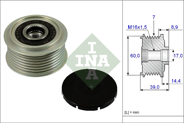 Frihjulskoppling, generator Ina 535 0245 10 INA