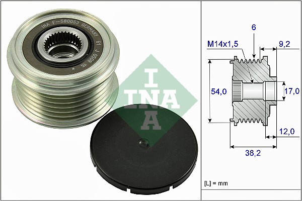 Frihjulskoppling, generator 180A Ina 535 0263 10 INA