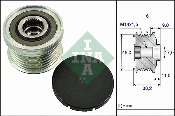 Frihjulskoppling, generator 170A Ina 535 0268 10 INA