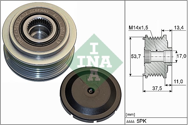 Frihjulskoppling, generator Ina 535 0278 10 INA