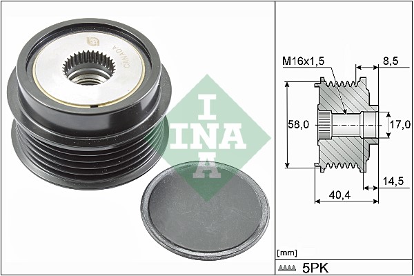 Frihjulskoppling, generator Ina 535 0280 10 INA