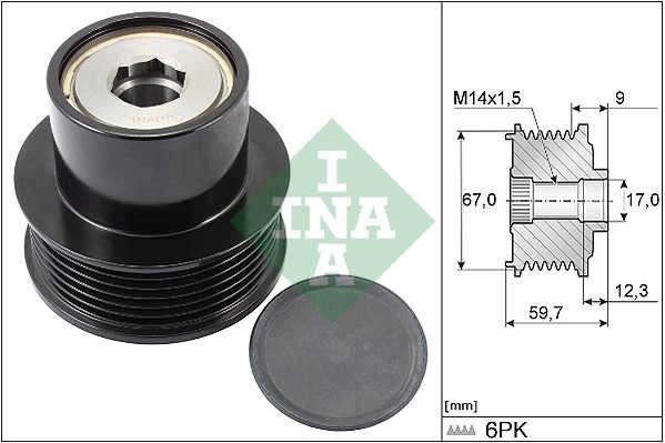 Frihjulskoppling, generator Ina 535 0288 10 INA