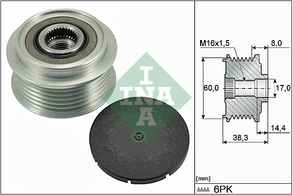 Frihjulskoppling, generator Ina 535 0289 10 INA