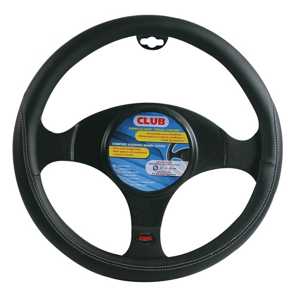 "club" Steering Wheel Cover Black + Black, "m" 37-39cm, Universal