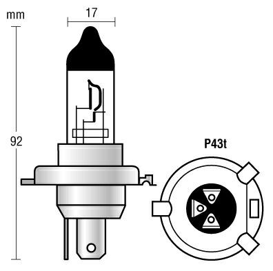 Halogenlampa H4 P43t 12V