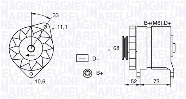 Generator 12V 55A Magneti marelli 063321154010 MAGNETI MARELLI