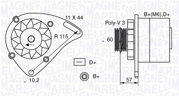 Generator 12V 65A Magneti marelli 063321173010 MAGNETI MARELLI