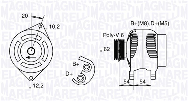 Generator 12V 90A Magneti marelli 063321729010 MAGNETI MARELLI