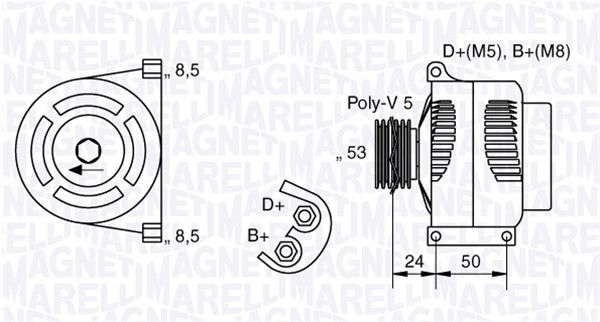 Generator 12V 90A Magneti marelli 063377013010 MAGNETI MARELLI