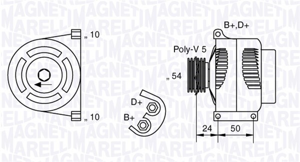 Generator 12V 120A Magneti marelli 063377027010 MAGNETI MARELLI