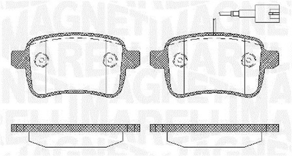 Bromsbeläggsats, Bakaxel Magneti marelli 363916060129 MAGNETI MARELLI