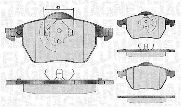 Bromsbeläggsats, Framaxel Magneti marelli 363916060137 MAGNETI MARELLI