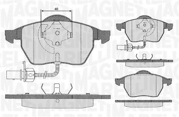 Bromsbeläggsats, Framaxel Magneti marelli 363916060143 MAGNETI MARELLI