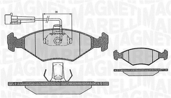 Bromsbeläggsats, Framaxel Magneti marelli 363916060234 MAGNETI MARELLI