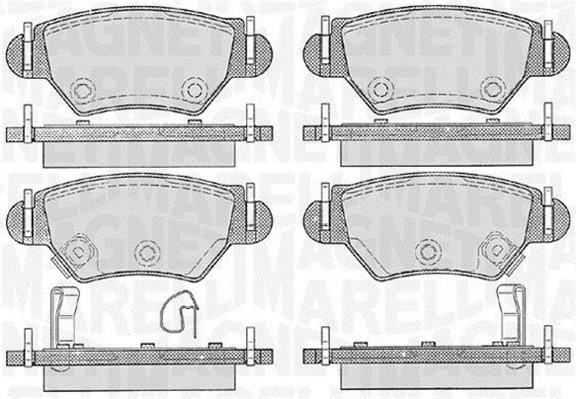 Bromsbeläggsats, Bakaxel Magneti marelli 363916060357 MAGNETI MARELLI