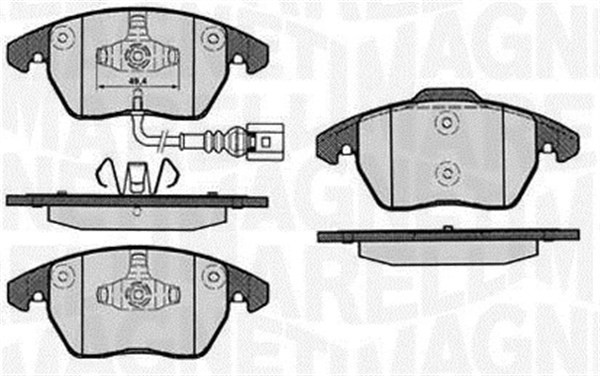 Bromsbeläggsats, Framaxel Magneti marelli 363916060657 MAGNETI MARELLI