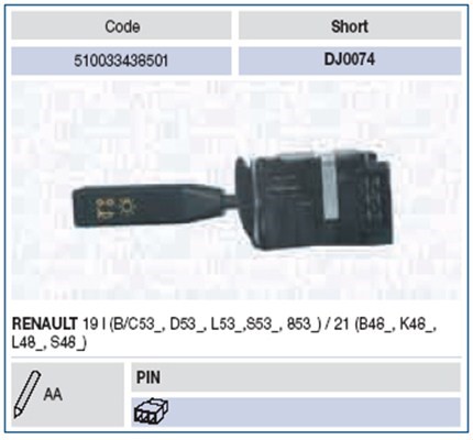Rattstångsbrytare Magneti marelli 510033438501 MAGNETI MARELLI