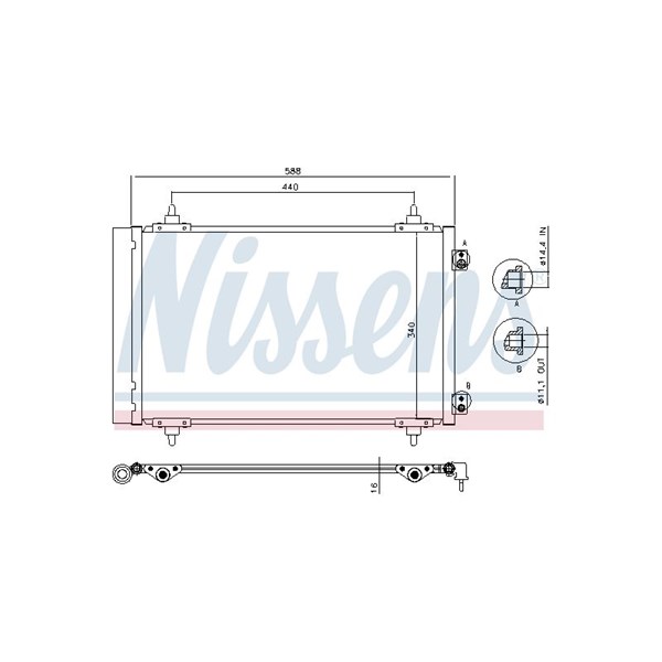 Kondensor, klimatanläggning Nissens 940111 NISSENS