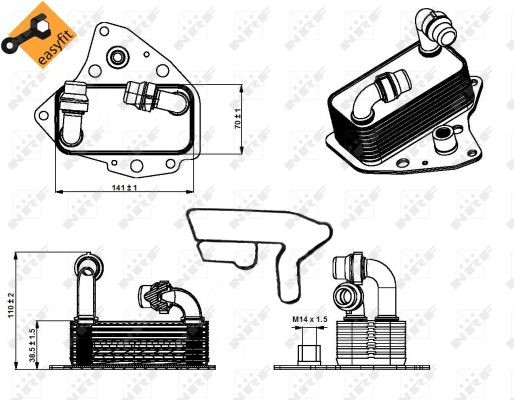 Oljekylare, motor Nrf 31344 NRF