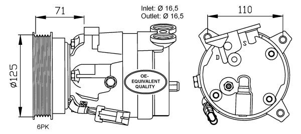 Kompressor, klimatanläggning Nrf 32023 NRF