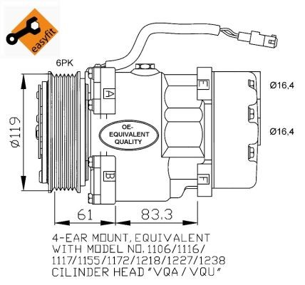 Kompressor, klimatanläggning Nrf 32040 NRF