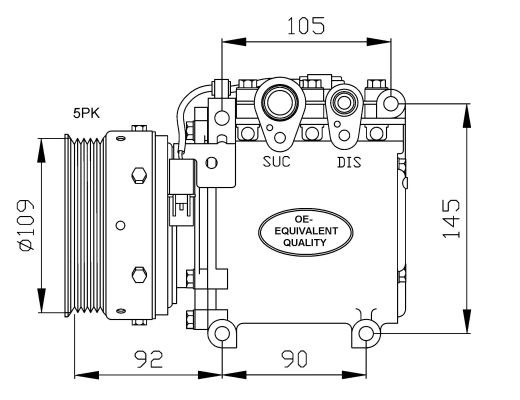 Kompressor, klimatanläggning Nrf 32049 NRF