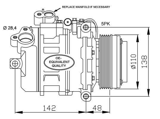Kompressor, klimatanläggning Nrf 32123 NRF