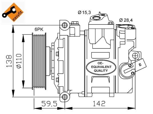 Kompressor, klimatanläggning 12V Nrf 32146 NRF