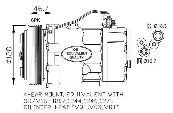 Kompressor, klimatanläggning Nrf 32168 NRF