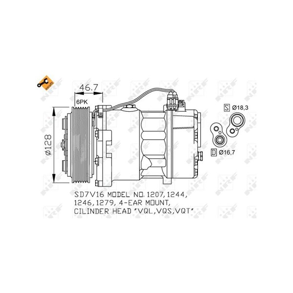 Kompressor, klimatanläggning Nrf 32168 NRF